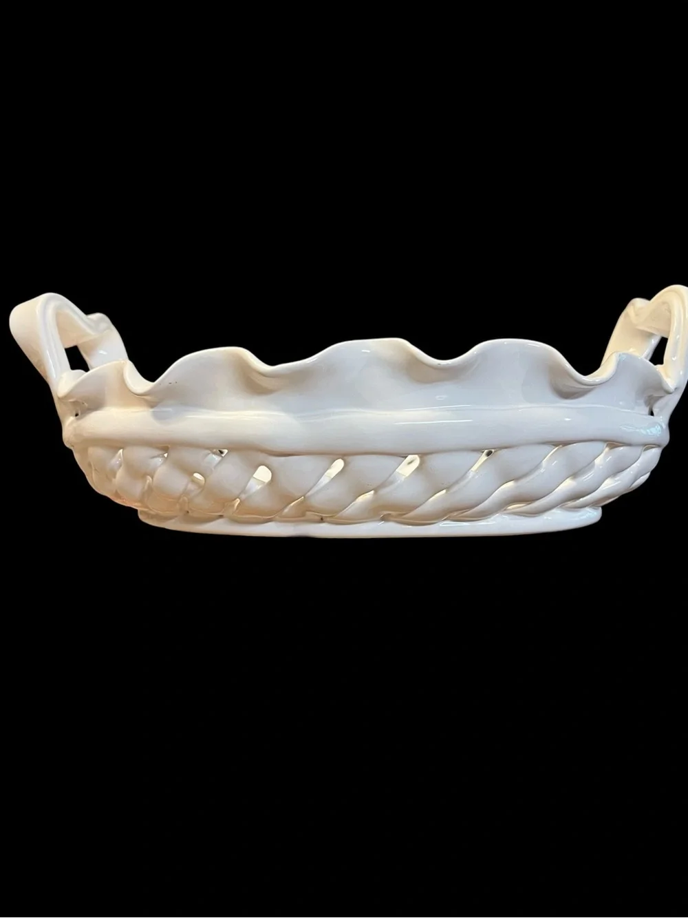 Studio Nova White Ceramic Scalloped Serving Bowl with Handles